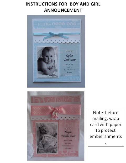 new baby card instructions